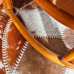 【美品】ラタン　座椅子　キリン柄の画像