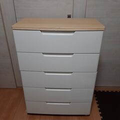 (家具)タンス　ウッドトップチェスト 5段の画像