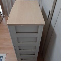 (家具)タンス　ウッドトップチェスト 5段の画像