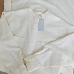 新品　エポカ　ウール　シャツ　ワンピース　シャツワンピ　ホワイト　リボン　白　Mの画像