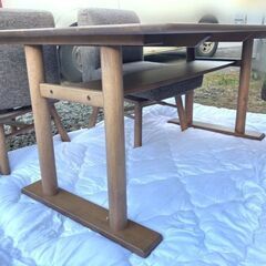  ◆ダイニングセット◆ ダイニングテーブル 1400㎜ 回転椅子2脚 ベンチ ブラウンの画像