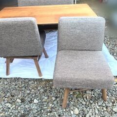  ◆ダイニングセット◆ ダイニングテーブル 1400㎜ 回転椅子2脚 ベンチ ブラウンの画像