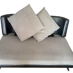 ニトリ　布張りカウチソファ　スツール付き　グレー　引き取り限定の画像