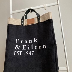 一回使用　フランクアンドアイリーン　バッグ　トート　ロゴ　ブラック　トートバッグの画像