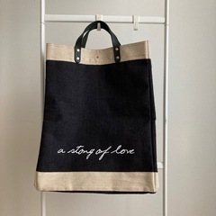 一回使用　フランクアンドアイリーン　バッグ　トート　ロゴ　ブラック　トートバッグの画像