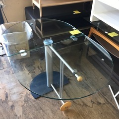 ジャングルジャングル貝塚店　ロナルドシュミット　ガラステーブル　折りたたみテーブル　お洒落　欠けあり　お洒落　貝塚市　二色浜　リサイクルショップの画像