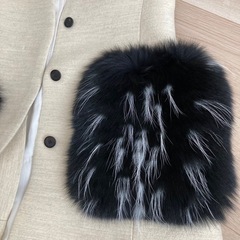 一回着用　シクラス　ジレ　ベスト　ベージュ　フォックス　ポケット　ファー　ロングの画像