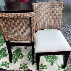 ◆ダイニングセット◆ ダイニングテーブル 2人用 ダークウッド ラタン アジアン家具の画像