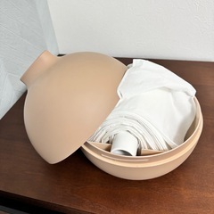 ティッシュケース　丸型　おしゃれ　ペーパーポット　ベージュの画像