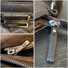 値下げ！DAKS ダックス⭐︎4万相当　ナイロンキルティング　レザー ショルダーバッグ ブラウン　転売可の画像