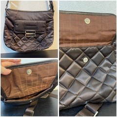 値下げ！DAKS ダックス⭐︎4万相当　ナイロンキルティング　レザー ショルダーバッグ ブラウン　転売可の画像