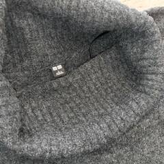 ★ UNIQLO ユニクロ スフレヤーンタートルネックワンピース（長袖） Lサイズ ダークグレー/DARK GRAYの画像