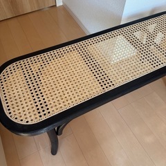 ダイニングベンチ 幅105cm 無垢 玄関 ベンチ ラタン チェア 木製 ラタンチェア 食卓椅子 ベンチ 2人 スツール 天然木 ラタン編み 木製ベンチ おしゃれ 籐製 ナチュラル チェア リビング 椅子 玄関 北欧 簡単組立 インテリアの画像