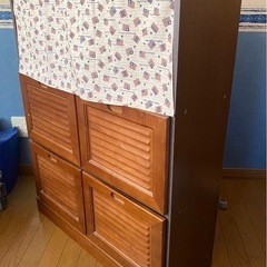 天然木フリーキャビネット4枚扉の画像