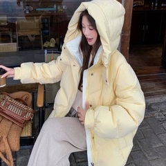 ふわもこショートジャケット 韓国風シンプル 冬アウターイエローの画像