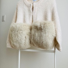 新品　ストラスブルゴ　クルチアーニ　カーディガン　ポケット　ファー　ピンク　38の画像