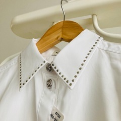 新品　ソニアリキエル　ブラウス　スタッズ　ホワイト　ロゴ　ボタン　36 Sの画像