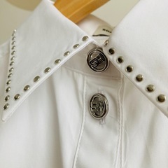 新品　ソニアリキエル　ブラウス　スタッズ　ホワイト　ロゴ　ボタン　36 Sの画像