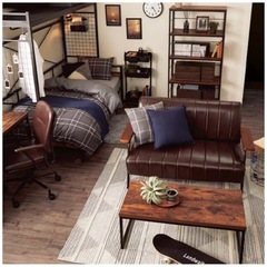 ニトリ　傷・汚れに強い合成皮革 2人掛けソファの画像