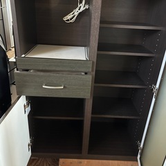 オシャレ✨レンジ台🍽コンセント付き🔌木目ブラウン🤎食器棚ダークブラウンキッチン収納の画像