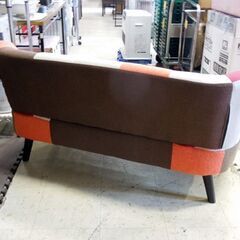 ソファ 2人掛け ファブリック パッチワーク柄 幅123cm 2シーター コンパクト 布地 札幌市 東区 新道東店の画像