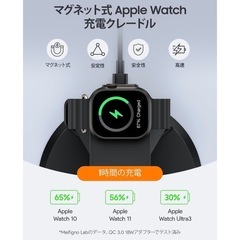 Apple用 3 in 1 マグネット式充電ステーション、15W 高速ワイヤレス充電器、MagSafe 充電スタンド対応、iPhone 17/16/15/14/13/12、Apple Watch 充電器、AirPods 対応、コンパクトデスク充電ドック、ブラックの画像