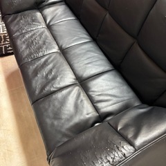 3人掛けソファー・ベット　黒　ニトリソファーカバー新品付きの画像