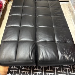 3人掛けソファー・ベット　黒　ニトリソファーカバー新品付きの画像