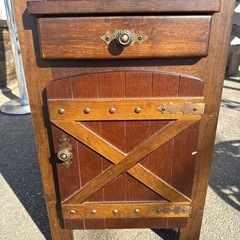 希少☆カリモク家具 電話台 レトロ 木製 ラック 棚 引き出し収納の画像