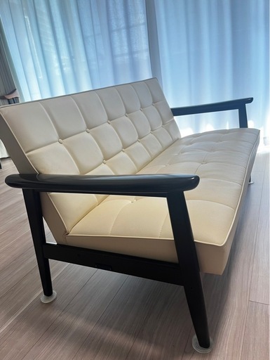 カリモク60 Kチェア2シーター(アイボリー×ブラウン)&オットマン