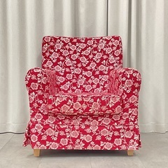 KK-12【新入荷　リサイクル品】IKEA EKTORP JENNYLUND 1シーターソファ　赤花柄の画像