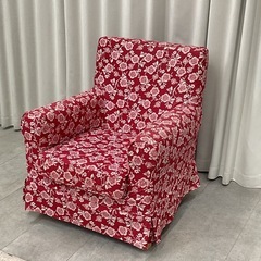 KK-12【新入荷　リサイクル品】IKEA EKTORP JENNYLUND 1シーターソファ　赤花柄の画像
