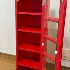  木製 赤色 CD・DVDタワー／ラック  の画像