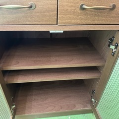 【ドリーム川西店御来店限定】☆ジモティー見たよ♪割引☆不二貿易　キッチンボード　キャスター付き／クリーニング済み【2125560000036950】の画像