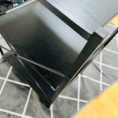 【家電ラック】黒スチール×木目 3段シェルフ｜
奥行45cm｜可動棚｜幅60×高さ80｜美品の画像