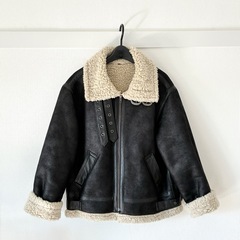 Ungrid フェイクムートンボアブルゾン　ブラック　Sの画像