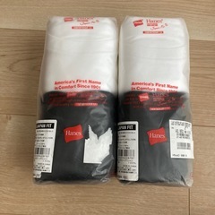 新品　2点　セット　ヘインズ　ロンT ブラック　ホワイト　長袖　Tシャツ　Sの画像