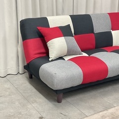 KK-16【新入荷　アウトレット品】COCO チェッカーフラッグ柄　ソファベッド の画像