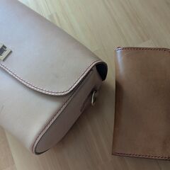 レザー フラップ式 バッグ（ハンドメイド作品）の画像