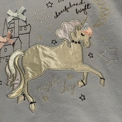 ユニコーン刺繍ライトブルーワンピース120の画像
