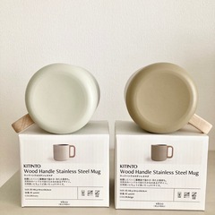【新品2個セット】ウッドハンドルステンレスマグ：420ml／KITINTOの画像