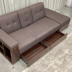 KK-18【新入荷　リサイクル品】ソファベッド　ブラウンの画像