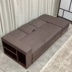 KK-18【新入荷　リサイクル品】ソファベッド　ブラウンの画像