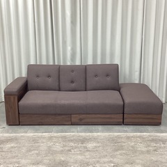 KK-18【新入荷　リサイクル品】ソファベッド　ブラウンの画像