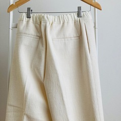 新品　ドゥロワー　パンツ　ツイード　ホワイト　ウエストゴム　36 テーパード　白の画像