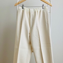 新品　ドゥロワー　パンツ　ツイード　ホワイト　ウエストゴム　36 テーパード　白の画像