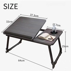 ノートパソコンスタンド ベッドテーブル 折りたたみ式 ブラック, 55×32×25cmの画像