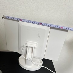 LEDライト付き 3面ミラー／折りたたみ式／ホワイト**の画像
