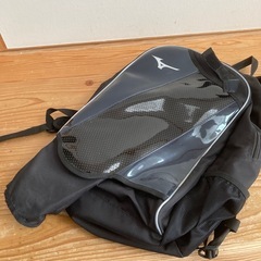 Mizuno バックパック ブラック 透明ポケット付きの画像