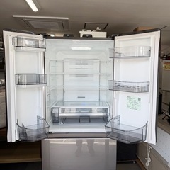 【超美品‼️】東芝 2021年製 461Lノンフロン冷凍冷蔵庫 ベジータ 高級ガラスドア 自動製氷 タッチオープン USBポート付き アッシュグレージュ♪の画像